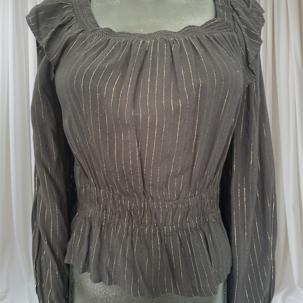 Target Black Blouse with Gold Stripes
